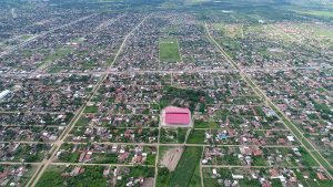         Vista aérea del galpón para depósitos de activos fijos municipales
